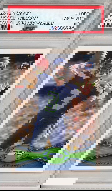 2012 TOPPS RUSSELL WILSON #165 PASSING-STANDS VISIBLE ROOKIE RC PSA 8 NM-MT