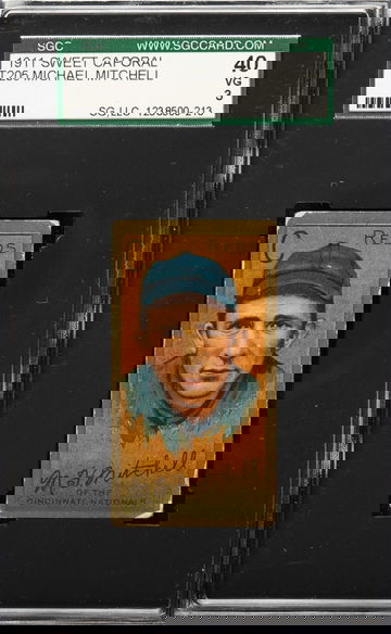1911 T205 Sweet Caporal Mike Mitchell Cincinnati Reds SGC 40 VG 3