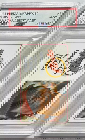 1981 Perma-Graphics Super Star Credit Card Johnny Bench #1 PSA 9 MINT - Cincinnati Reds Hall of Fame HOF