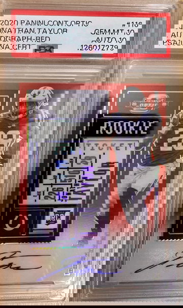 2020 Panini Contenders Optic Jonathan Taylor Rookie Auto RED ON CARD 97/199