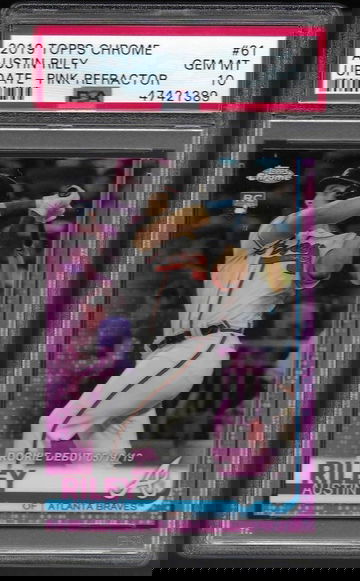 2019 Topps Chrome Update Austin Riley Pink Refractor PSA 10 Rookie Card #61