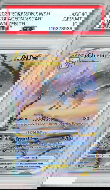 2023 POKEMON SWORD AND SHIELD CROWN ZENITH FA GLACEON VSTAR #GG40 PSA 10