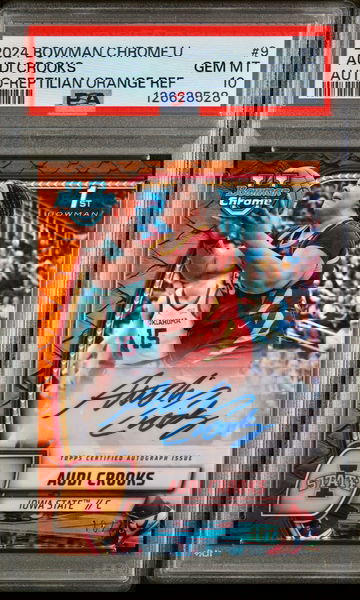 2024 Audi Crooks Bowman U Chrome Reptilian Orange Refractor 1st Auto /25 PSA 10