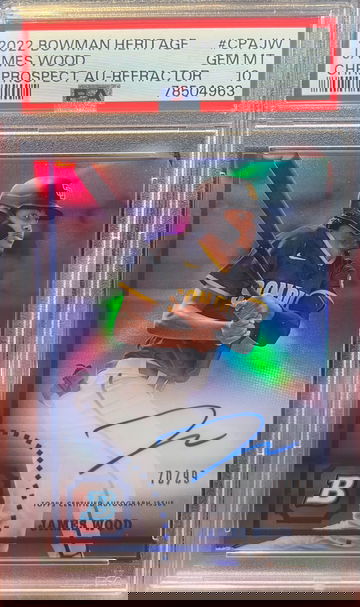 2022 BOWMAN HERITAGE PROSPECTS REFRACTORS JAMES WOOD RC AUTO /99 PSA 10 GEM!