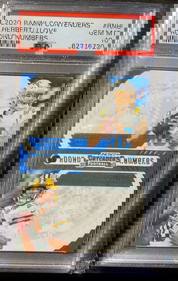 2020 Justin Herbert / Jordan Love Panini Contenders Round Numbers Rookie PSA 10 Pop 14