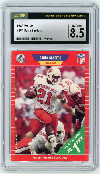 BARRY SANDERS 1989 Pro Set Rc #494 CSG 8.5