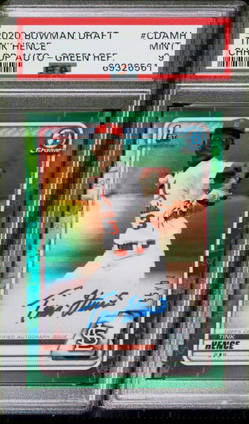 Tink Hence - 2020 Bowman Chrome Draft Picks - Green Refractor 70/99 - PSA 9