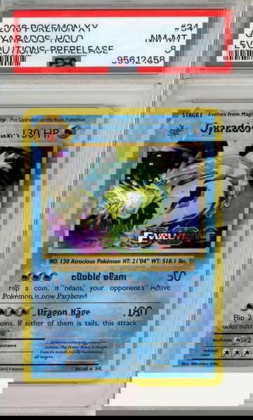 2016 POKEMON XY EVOLUTIONS GYARADOS-HOLO #34 PRERELEASE PSA 8