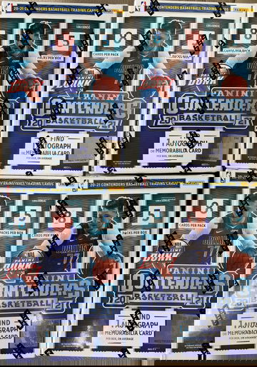 (14) 2020-21 Panini Contenders Basketball Blaster Box — One Auto or Memorabilia Card Per Box