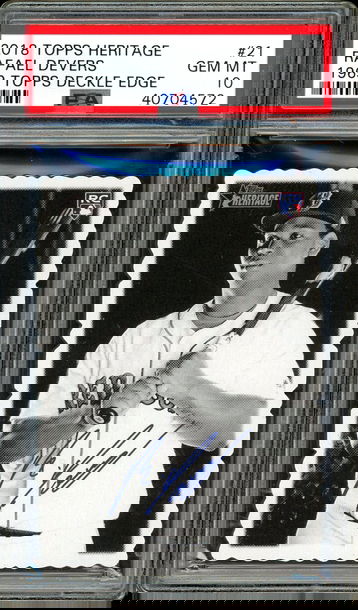 RAFAEL DEVERS RC PSA 10 2018 TOPPS HERITAGE 1969 DECKLE EDGE #21 CENTERED