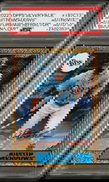 2022 Topps Silver Pack #T87C73 Austin Meadows RC Orange Refractor #/25 Autograph PSA 10 