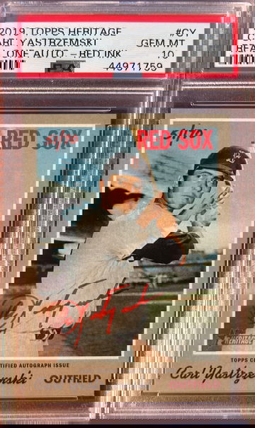 2019 Heritage High Number Carl Yastrzemski YAZ Real Ones Red Ink Auto /70 PSA 10 gem mint