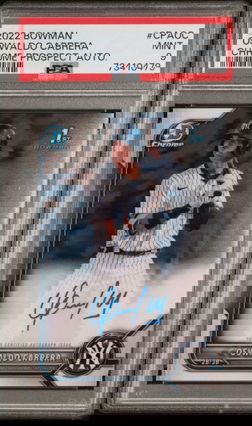 2022 OSWALDO CABRERA 1st Bowman Chrome Prospects Autograph #CPA-OC PSA 9 MINT