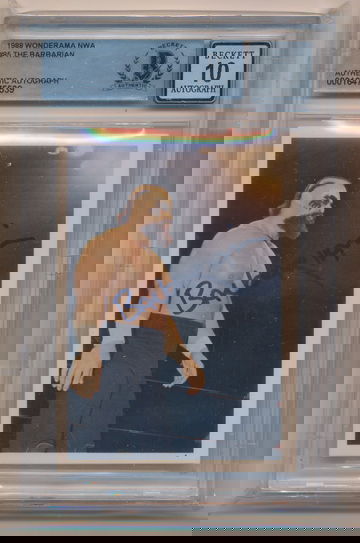 1988 Wonderama NWA #85 The Barbarian Beckett 10 Signed Autograph Wrestling