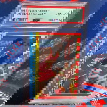 Akeem Olajuwon 1987 Fleer Sticker PSA 8