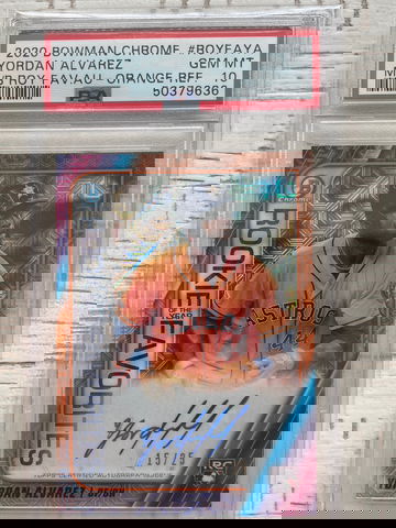 2020 Bowman Chrome Yordan Alvarez Orange ROY FAV /25 Psa 10