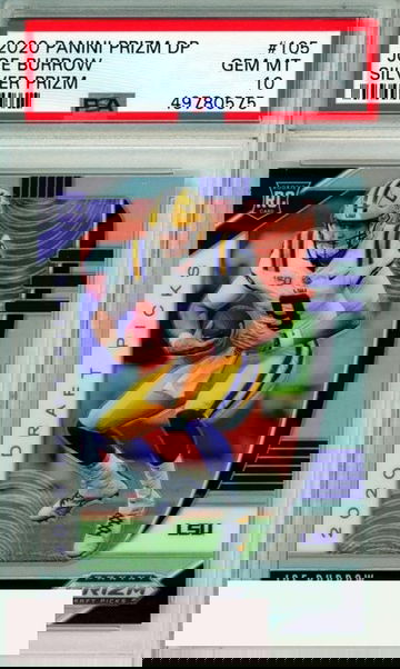 2020 PANINI PRIZM DRAFT PICKS JOE BURROW #105 SILVER PRIZM ROOKIE PSA 10 GEM MT