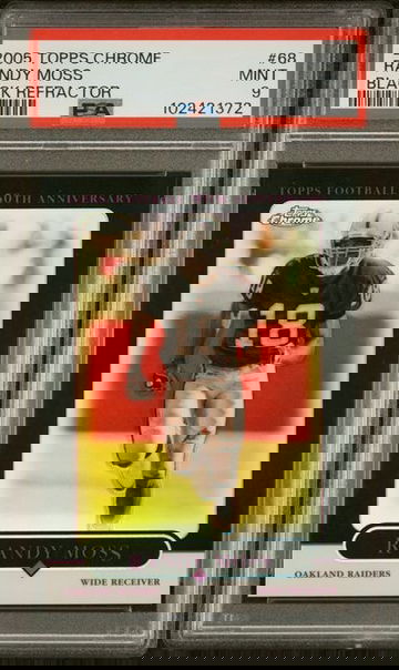 2005 Topps Chrome Randy Moss Black Refractor /100 #68 Rare SSP PSA 9 Raiders