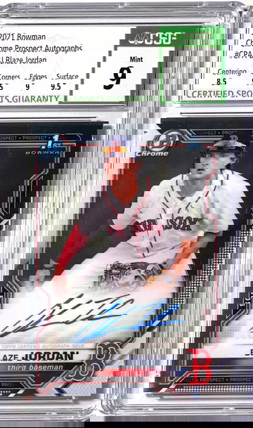 Blaze Jordan 2021 Bowman Chrome Prospects Auto CSG9/10 Gem Mint