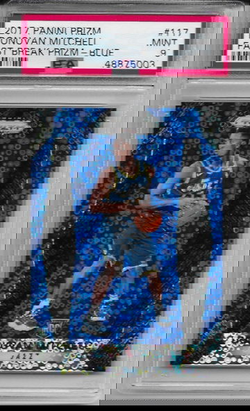 Donovan Mitchell 2017 Panini Prizm fast break blue PSA 9