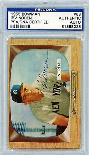 1955 Bowman Irv Noren #63 PSA/DNA Certified Authentic Auto P1258
