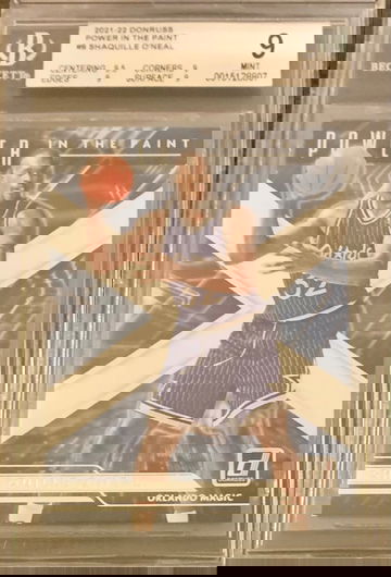 2021-22 Panini Donruss #9 Shaquille O’Neal Power In The Paint Insert BGS 9 Mint.