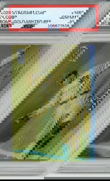 2024 TOPPS STADIUM CLUB CHROME GOLD MINTED REFRACTOR TY COBB TIGERS PSA 10