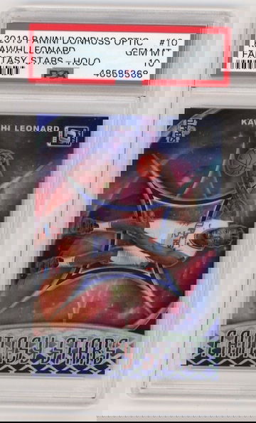 Kawhi Leonard 2019 Optic Fantasy Stars Purple PSA 10 (Mislabeled as "Holo" instead of "Purple Holo" on label)