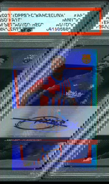 2021-22 Topps FC Barcelona Team Set Ansu Fati RED Auto #1/5 PSA 9