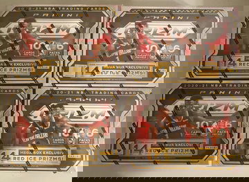 Four (4) 2020-21 Panini Prizm Basketball Mega Boxes (Target Red Ice). Factory Sealed.  