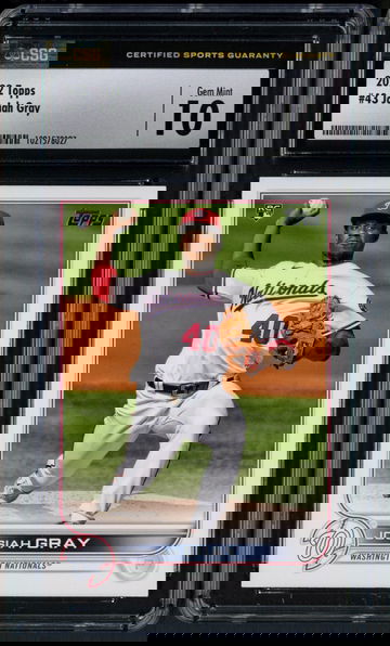 2022 Topps Series 1 Josiah Gray RC #43 CSG 10 Gem Mint - Washington Nationals