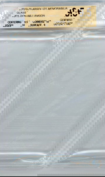 2019-20 Absolute Memorabilia Zion Williamson Glass #21 BGS 9.5 GEM MINT w/2 10's