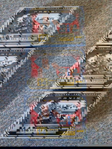 (3x) 2020-2021 NBA Prizm Mega Box Target Red Cracked Ice