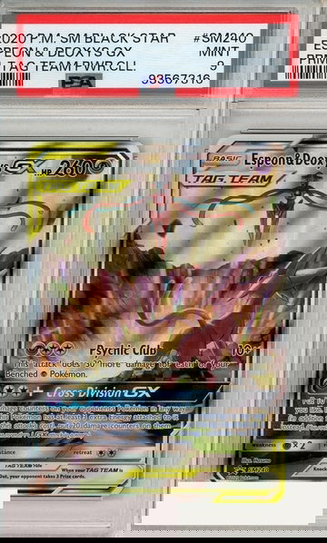 2020 POKEMON SM BSP ESPEON DEOXYS GX #SM240 PRM-TAG TEAM PWR CLL PSA 9 MINT
