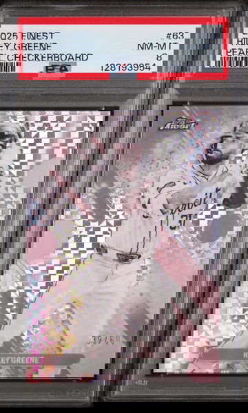 2025 Topps Finest Pearl Checkerboard Riley Greene #63 /60 PSA 8