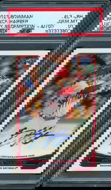 2012 BOWMAN BRYCE HARPER LUCKY REDEMPTION ROOKIE AUTO RC /100 PSA 10
