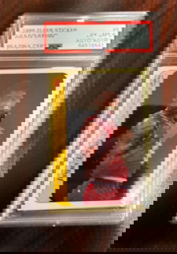 1986 Fleer Sticker Julius Erving PSA 6 PSA / DNA Certified Autograph