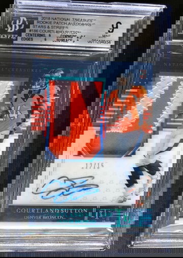 2018 National Treasures Courtland Sutton Stars & Stripes FOTL Auto RC 12/15