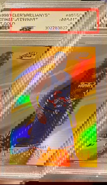 1998 Fleer Brilliants Michael Stewart 24 Karat Gold 24KT /24 PSA 8