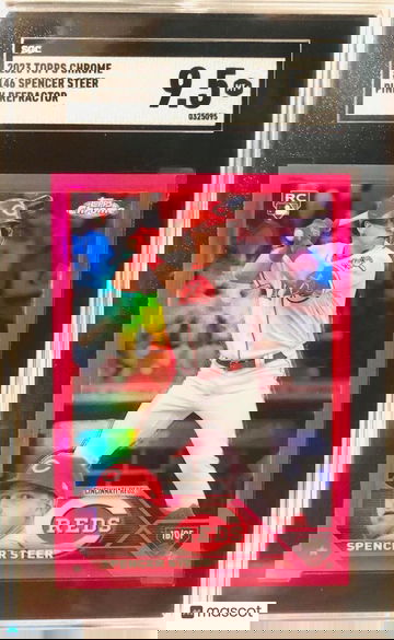 2023 Topps Chrome #146 Spencer Steer PINK REFRACTOR SGC 9.5 MINT+ RC  Rookie