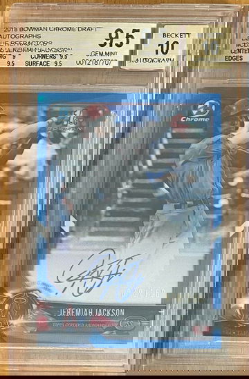 2018 Bowman Chrome Draft 1st Jeremiah Jackson Blue /150 AUTO BGS 9.5/10 GEM MINT