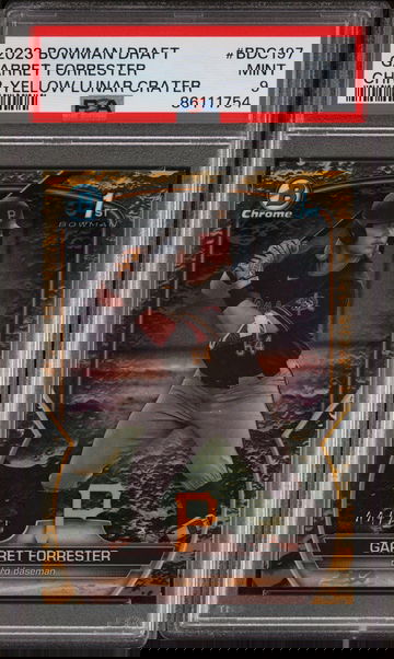 2023 Bowman Draft Chrome-Yellow Lunar Crater Garret Forrester /75 PSA 9