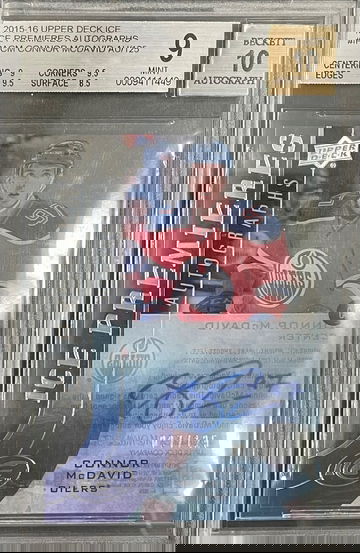 Connor McDavid 2015-16 Upper Deck Ice Premieres Auto Rookie RC /125 BGS 9 with 10 auto