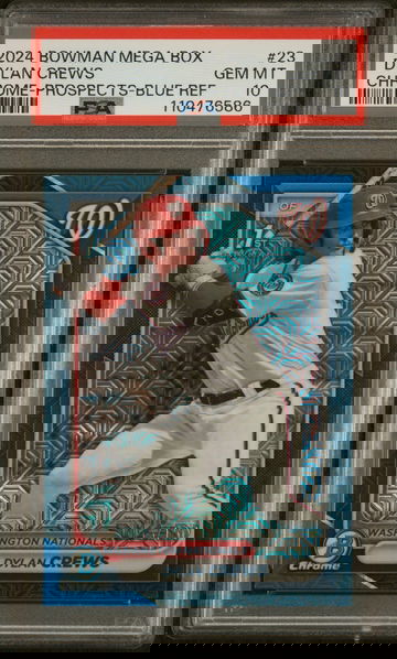 2024 Bowman Mega Box Chrome Prospects Chrome-Prospects-Blue Dylan Crews #23 /150 PSA 10