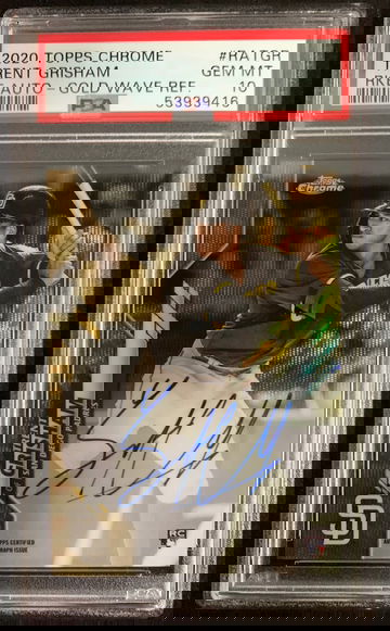 2020 Topps Chrome Trent Grisham Rookie Auto Gold Wave Refractor PSA 10