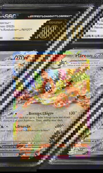 2025 Pokémon Prismatic Evolutions Tera Flareon #014/131 EX Holo CGC Pristine 10