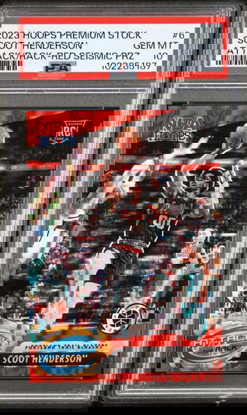 2023 Hoops Premium stock Scoot Henderson Attack/Rack - Red Seismic Prz PSA 10