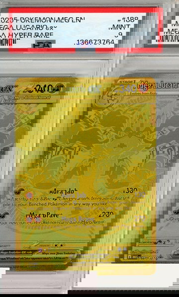 2025 POKEMON MEG EN-MEGA EVOL MEGA LUCARIO EX #188 MEGA HYPER RARE PSA 9