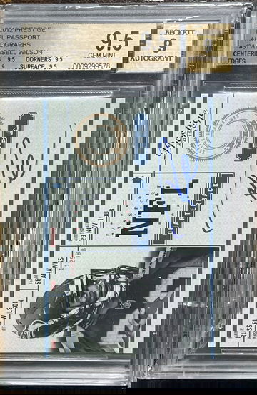 2012 Russell Wilson RC ROOKIE Panini Prestige NFL Passport ON CARD AUTO BGS 9.5