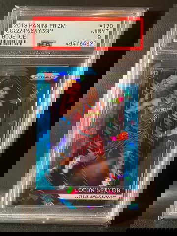 2018-19 Panini Prizm Collin Sexton RC Blue Ice Prizm #/99 PSA 9